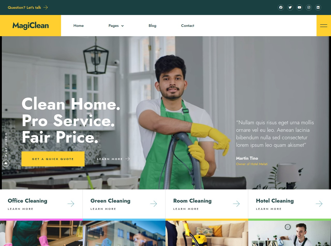 home cleaning services web service
