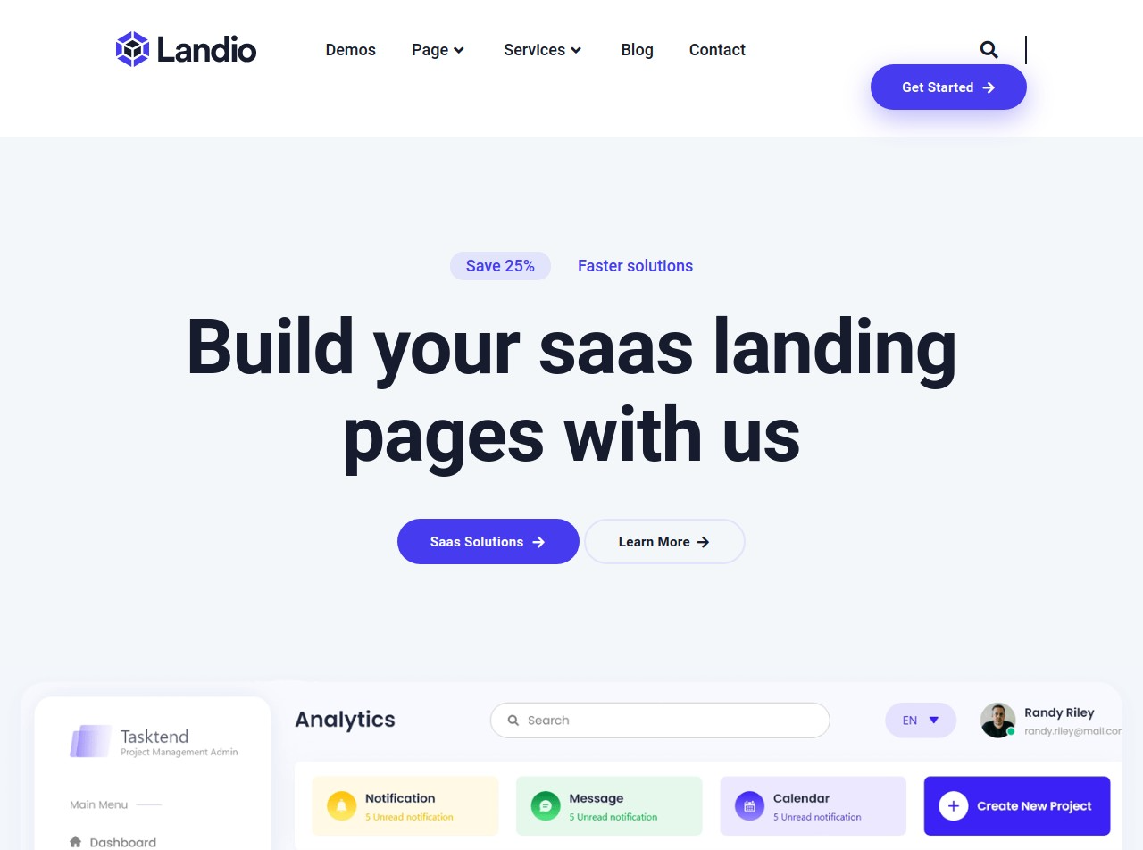 Creation of landing page for companies